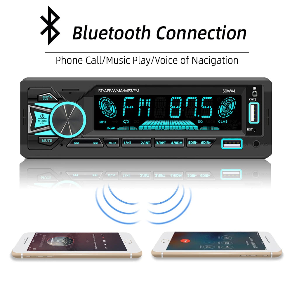 HIPPBQCC Car Radio 1Din Stereo Bluetooth MP3 Player FM Receiver With Remote Control AUX/USB/TF Card In Dash Kit Universal